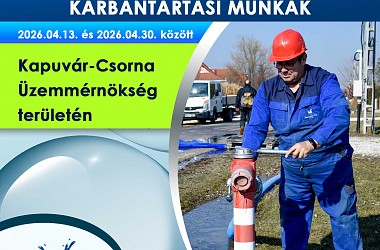 Ivóvízhálózat karbantartási munkák a Kapuvár-Csorna Üzemmérnökség területén